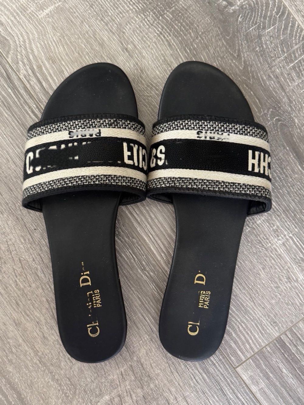 Inspired Striped Slide Sandals Black & White